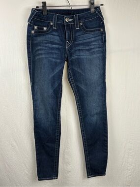 True Religion Women’s 27 4 Dark Wash Slim Jeans leggings - Classic Indigo Blue